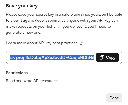 Viewing your secret key