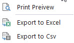 Print and export options