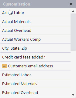 Column Chooser panel