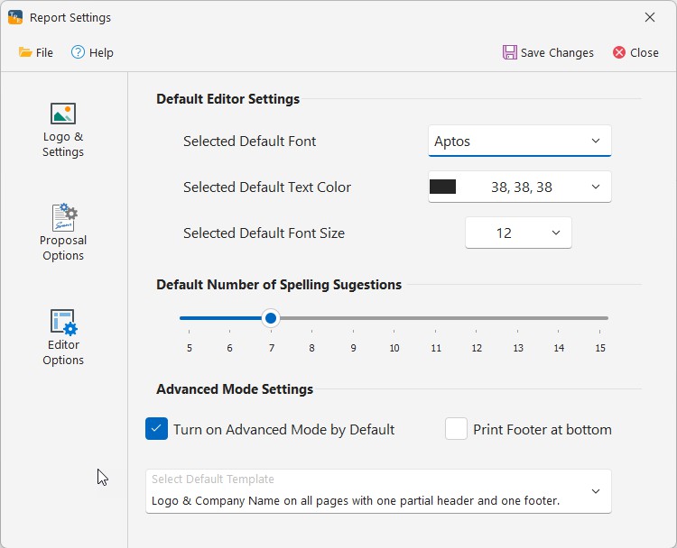 Advanced Mode option on proposal page