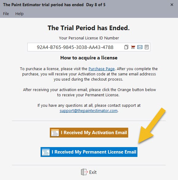 I received my permanent license email button