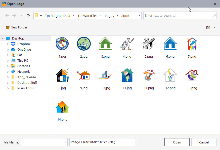 Selecting a logo file