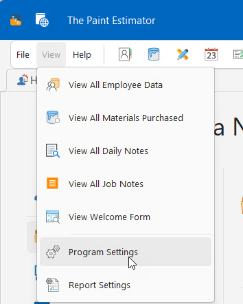 Program Settings menu