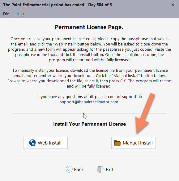License Install Page