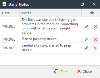 Daily Notes Form